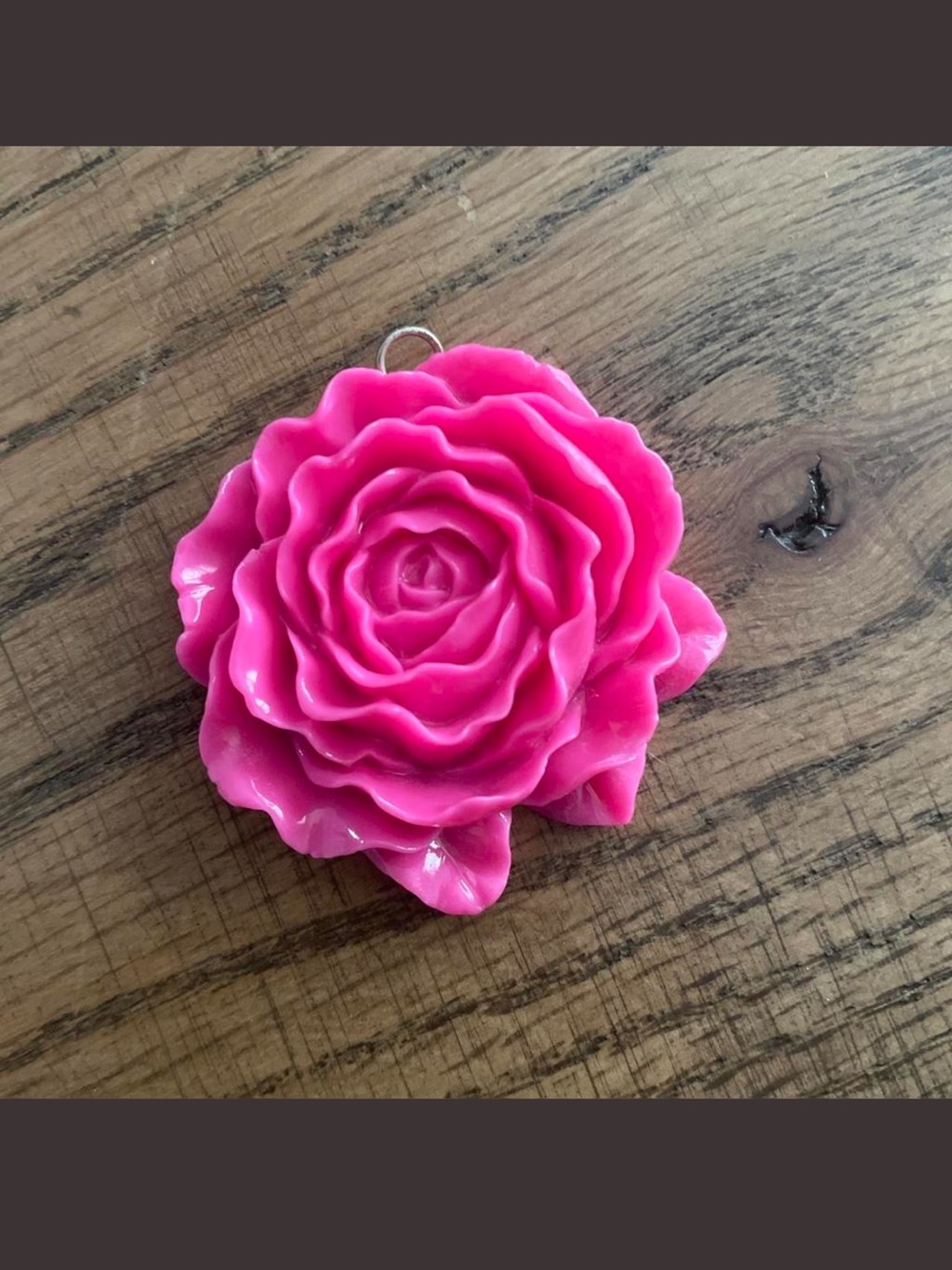 Bright Pink Rose Pendant Necklace Charm